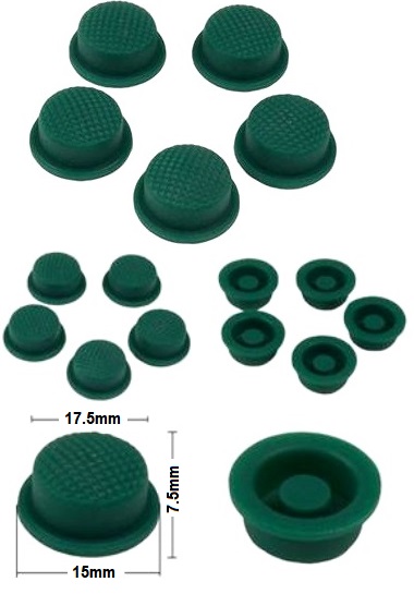 Boton de goma verde-17.5x15x7.5mm